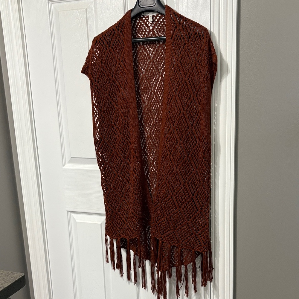 Maurices Terracotta Open-Knit Vest